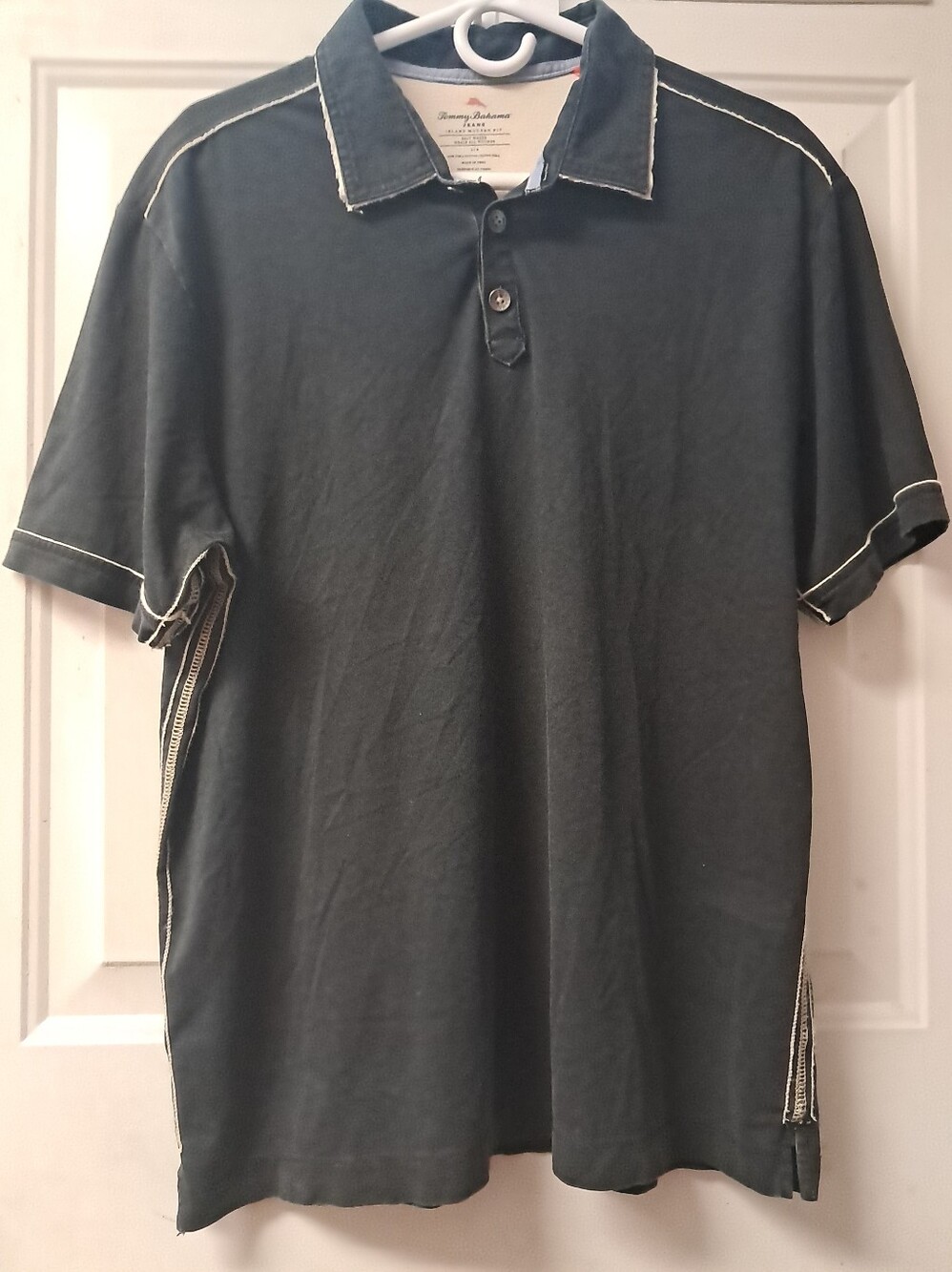 Tommy Bahama Jeans. Mens Large Island Modern Pullover Polo Shirt. Black